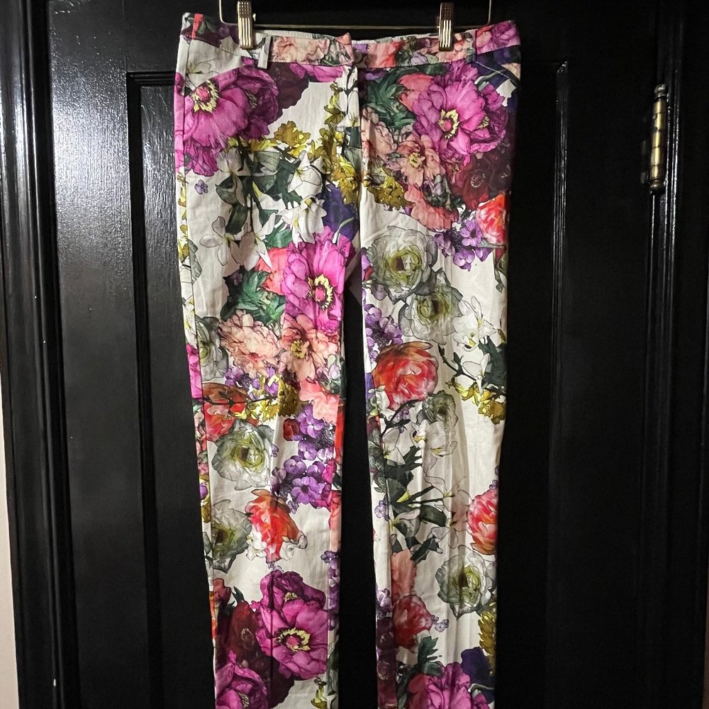 Koton Colorful Floral Maximalist Print Cotton Trousers Pants Size 4